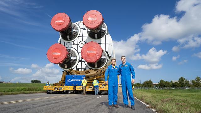 NASA image: NASA Astronauts View Historic Core Stage Departure from Michoud Assembly Facility